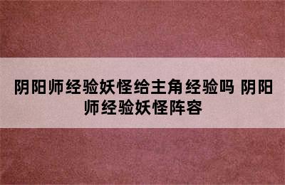 阴阳师经验妖怪给主角经验吗 阴阳师经验妖怪阵容